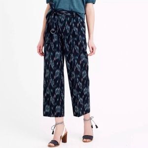 J. Crew | cropped work trousers ikat print belt 0